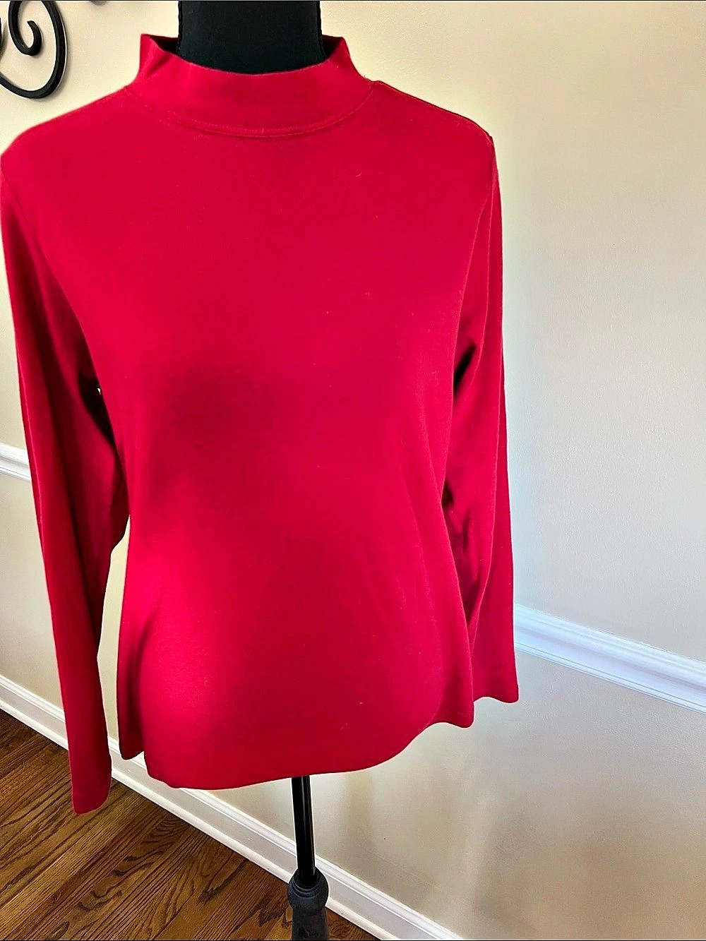 Christopher & Banks Long Sleeve Cotton Top in Red Large Like New